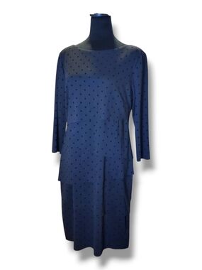 Tahari ASL Black Polka Dot Tiered Sheath Dress Size 10